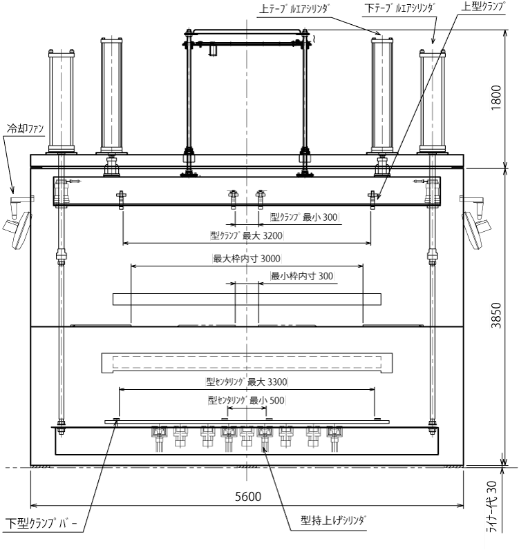 CUPF-2030-PWBCの外形図（正面）